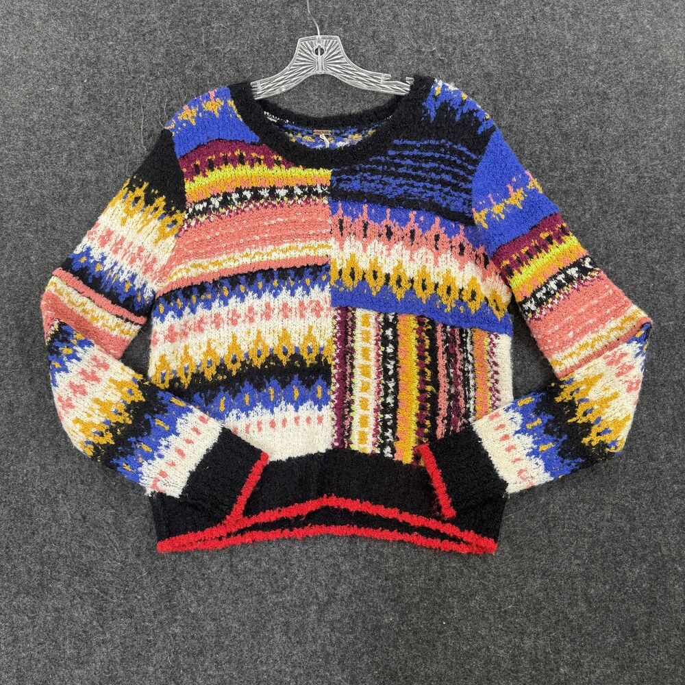 Free People Best Day Ever Sweater Women's Small Multicolor Fair Isle Alpaca